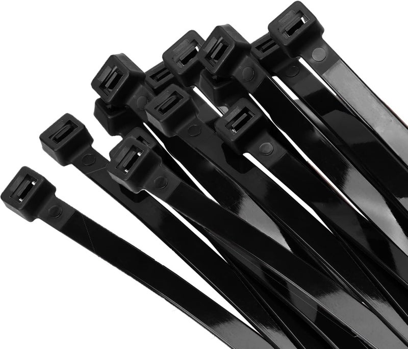 RAMPOW 12 inch Black Zip Ties Heavy Duty 400 PCS, 250 LBS Ultra Exclusive Strong Plastic Wire Ties, Large Cable Ties Extra Long Tie Wraps, Indoor and Outdoor UV Resistant - Image 1